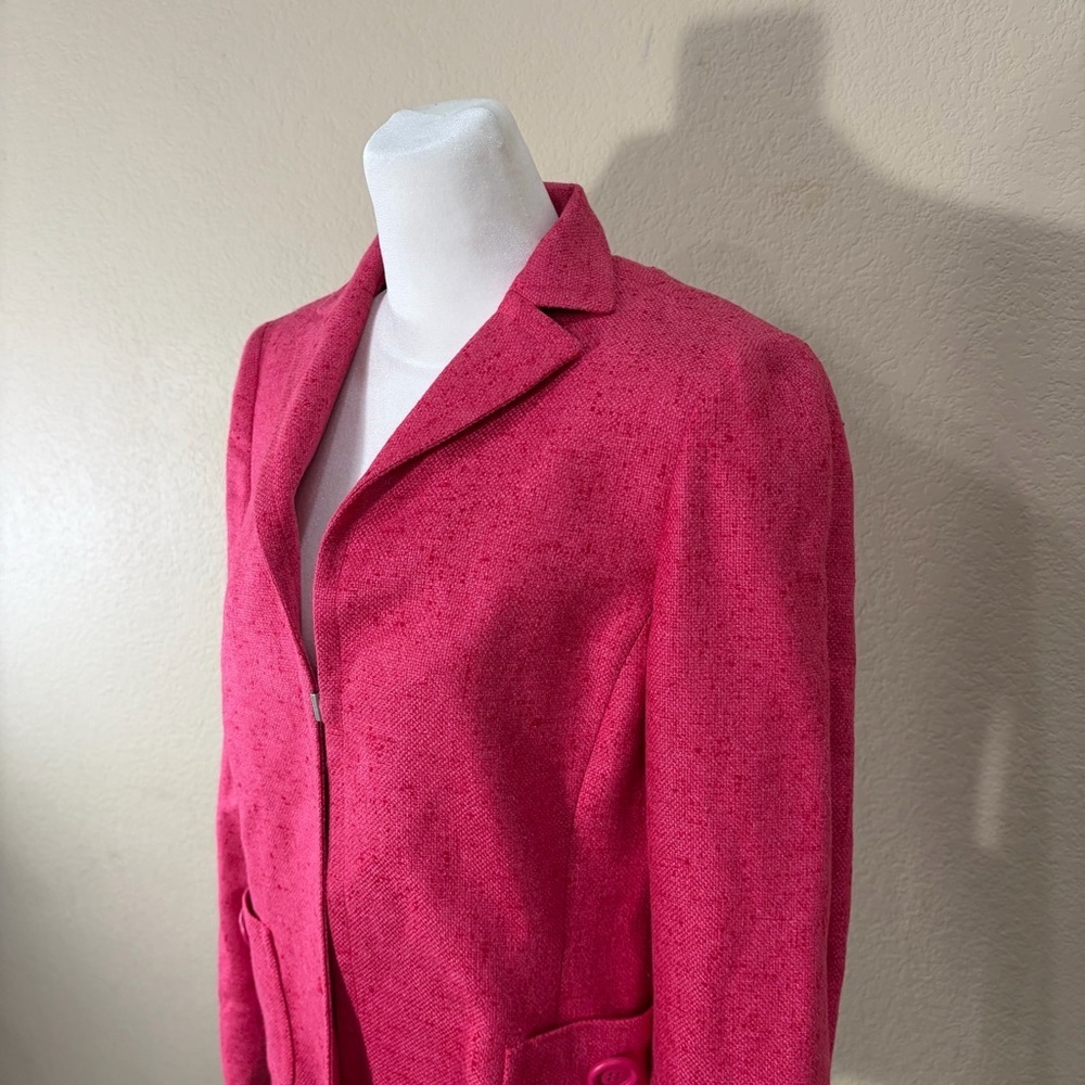 Akris Womens Silk Cashmere Hot Pink Blazer Sz 8 Retro Funky BossWives Event EUC - Picture 2 of 15